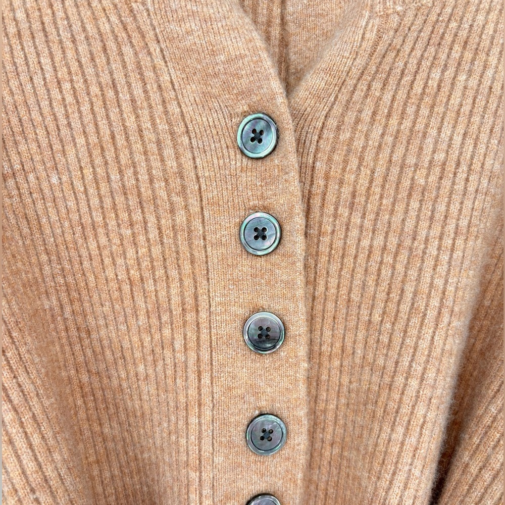 MARISSA WEBB ARIE RIBBED CASHMERE BLEND HENLEY MIDI SWEATER DRESS IN CAMEL - Picture 7 of 13
